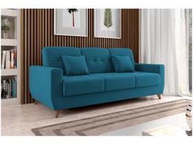Sofá Cama 2 Lugares Reclinável e Baú Pamela Petróleo Matrix