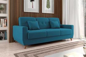 Sofá Cama 2 Lugares Reclinável e Baú Pamela Petróleo Matrix