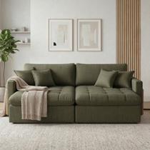 Sofá Cama 2 Lugares Retrátil Reclinável 180cm Linho com Molas Ensacadas Atena Yescasa Verde Sofá Cama 2 Lugares Retrátil Reclinável 180cm Linho com Molas Ensacadas Atena Yescasa Verde