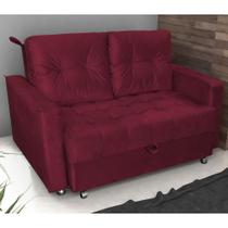 Sofá Cama 2 Lugares Yago Veludo Vinho Sofá Cama 2 Lugares Yago Veludo Vinho