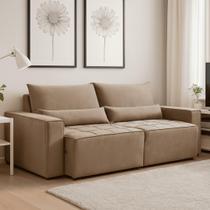 Sofa Cama 200cm retratil e reclinavel 4 lugares Nepal Bege Castor Sofa Cama 200cm retratil e reclinavel 4 lugares Nepal Bege Castor