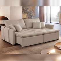 Sofá Cama 250cm em Madeira Eucalipto Detroid Linho Bege Sofá Cama 250cm em Madeira Eucalipto Detroid Linho Bege