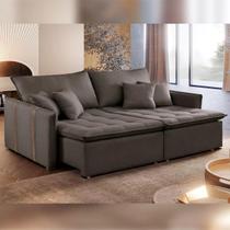 Sofá Cama 250cm em Madeira Eucalipto Detroid Veludo Marrom Sofá Cama 250cm em Madeira Eucalipto Detroid Veludo Marrom