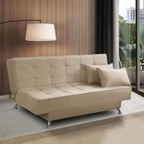 Sofá Cama 3 lugares 1,80m Diana Suede Bege Adonai Estofados