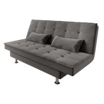 Sofá Cama 3 Lugares 1,84m Andradas Veludo Suede Cinza Mamflex Cinza