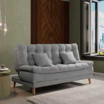 Sofá Cama 3 lugares 185cm Duda linho cinza Matrix Sofá Cama 3 lugares 185cm Duda linho cinza Matrix