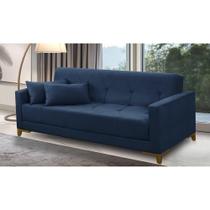 Sofá Cama 3 lugares 2,00m Aurora Suede Azul Adonai Estofados