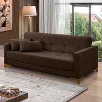Sofá Cama 3 lugares 2,00m Aurora Suede Marrom Adonai Estofados