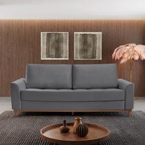 Sofá Cama 3 Lugares 2,24m Retrátil Veludo Alegra Pés de Madeira