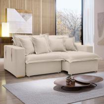 Sofá Cama 3 Lugares Arizona Retrátil 20735 Boucle Bege - Celflex Sofá Cama 3 Lugares Arizona Retrátil 20735 Boucle Bege - Celflex