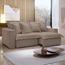 Sofá Cama 3 Lugares Arizona Retrátil 20735 Veludo Bege Escuro - Celflex Sofá Cama 3 Lugares Arizona Retrátil 20735 Veludo Bege Escuro - Celflex