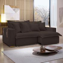 Sofá Cama 3 Lugares Arizona Retrátil 20735 Veludo Marrom - Celflex Sofá Cama 3 Lugares Arizona Retrátil 20735 Veludo Marrom - Celflex