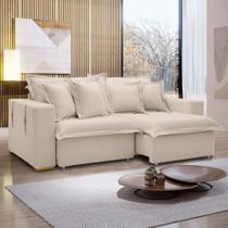 Sofá Cama 3 Lugares Arizona Retrátil Boucle Bege - Celflex Sofá Cama 3 Lugares Arizona Retrátil Boucle Bege - Celflex