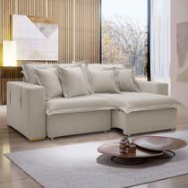 Sofá Cama 3 Lugares Arizona Retrátil Veludo Bege Claro - Celflex