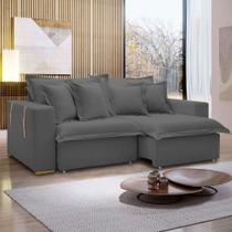 Sofá Cama 3 Lugares Arizona Retrátil Veludo Cinza - Celflex Sofá Cama 3 Lugares Arizona Retrátil Veludo Cinza - Celflex