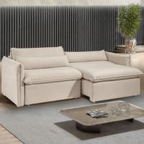 Sofá Cama 3 Lugares Aurora Retrátil Boucle Bege - Celflex Sofá Cama 3 Lugares Aurora Retrátil Boucle Bege - Celflex