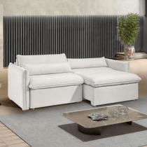 Sofá Cama 3 Lugares Aurora Retrátil Boucle Gelo - Celflex Sofá Cama 3 Lugares Aurora Retrátil Boucle Gelo - Celflex