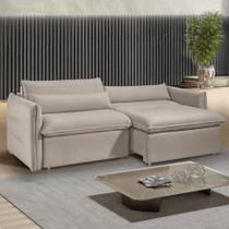 Sofá Cama 3 Lugares Aurora Retrátil Veludo Bege Claro - Celflex Sofá Cama 3 Lugares Aurora Retrátil Veludo Bege Claro - Celflex