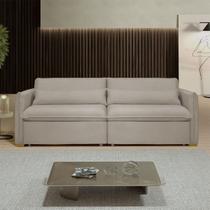 Sofá Cama 3 Lugares Aurora Retrátil Veludo Bege Claro - Celflex