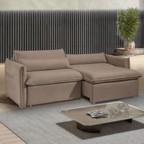 Sofá Cama 3 Lugares Aurora Retrátil Veludo Bege Escuro - Celflex Sofá Cama 3 Lugares Aurora Retrátil Veludo Bege Escuro - Celflex