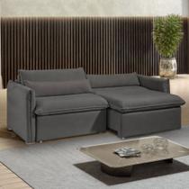 Sofá Cama 3 Lugares Aurora Retrátil Veludo Cinza - Celflex Sofá Cama 3 Lugares Aurora Retrátil Veludo Cinza - Celflex
