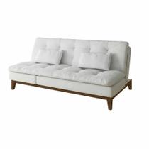 Sofá-Cama 3 Lugares Casal Amanda com Pés de Madeira material sintético Branco
