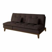 Sofá-Cama 3 Lugares Casal Amanda com Pés de Madeira material sintético Café