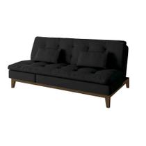 Sofá-Cama 3 Lugares Casal Amanda com Pés de Madeira material sintético Preto Sofá-Cama 3 Lugares Casal Amanda com Pés de Madeira material sintético Preto