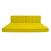 Sofá-Cama 3 Lugares Casal Futon Paola Suede Amarelo - Mobly