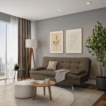 Sofá-Cama 3 Lugares Casal Luxo Suede Café