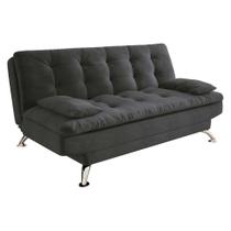 Sofá-Cama 3 Lugares Casal Premium Suede Cinza - Mobly