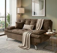 Sofá-Cama 3 Lugares Casal Premium Suede Marrom