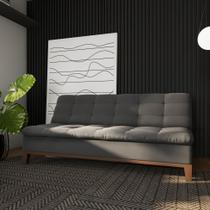 Sofá-Cama 3 Lugares Casal Premium Valuable Base e Pés de Madeira Suede Cinza Sofá-Cama 3 Lugares Casal Premium Valuable Base e Pés de Madeira Suede Cinza