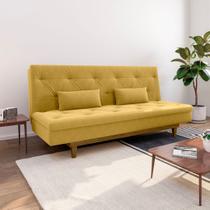Sofá Cama 3 Lugares em Suede Tokio Yescasa Amarelo Mostarda/Castanho Sofá Cama 3 Lugares em Suede Tokio Yescasa Amarelo Mostarda/Castanho