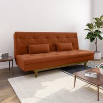 Sofá Cama 3 Lugares em Suede Tokio Yescasa Laranja/Castanho Sofá Cama 3 Lugares em Suede Tokio Yescasa Laranja/Castanho