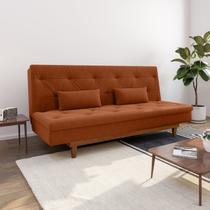 Sofá Cama 3 Lugares em Suede Tokio Yescasa Laranja/Mel Sofá Cama 3 Lugares em Suede Tokio Yescasa Laranja/Mel