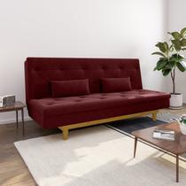 Sofá Cama 3 Lugares em Suede Tokio Yescasa Marsala / Cerejeira