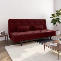 Sofá Cama 3 Lugares em Suede Tokio Yescasa Vermelho Marsala/Tabaco Sofá Cama 3 Lugares em Suede Tokio Yescasa Vermelho Marsala/Tabaco