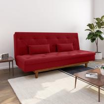 Sofá Cama 3 Lugares em Suede Tokio Yescasa Vermelho/Mel Sofá Cama 3 Lugares em Suede Tokio Yescasa Vermelho/Mel