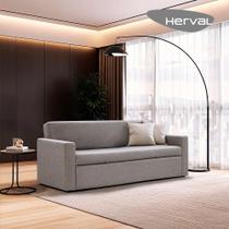 Sofá-Cama 3 Lugares Herval Versato, Linho Cinza, 218 cm