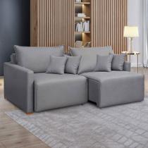 Sofá Cama 3 Lugares Júlia Retrátil e Reclinável Linho/Cinza - Celflex