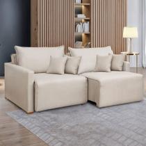 Sofá Cama 3 Lugares Júlia Retrátil e Reclinável Linho/Cru - Celflex