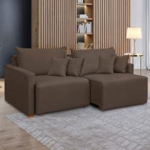 Sofá Cama 3 Lugares Júlia Retrátil e Reclinável Veludo/Marrom - Celflex