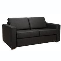 Sofá-Cama 3 Lugares MH-1174 Herval 201 cm Colchão Casal Veludo Preto C Pé Madeira Amêndoa