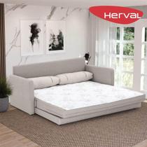 Sofá-Cama 3 Lugares Queen Herval Aurora, Linho Bege, 176 cm