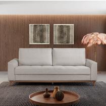 Sofá Cama 3 Lugares Retrátil 2,24m Linho Pés de Madeira