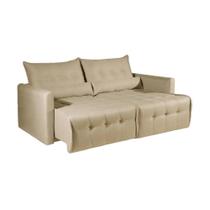 Sofá-Cama 3 Lugares Retrátil Império Linho Bege 215cm