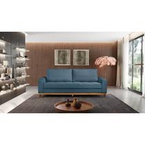 Sofá Cama 3 Lugares Retrátil Linho Pés de Madeira