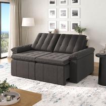Sofá Cama 3 Lugares Retrátil Reclinável 200cm Linho com Molas Palmeira CabeCasa MadeiraOriginals Grafite Sofá Cama 3 Lugares Retrátil Reclinável 200cm Linho com Molas Palmeira CabeCasa MadeiraOriginals Grafite