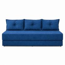 Sofá Cama 3em1 em Tecido Suede Azul com Almofadas - Sofá que vira cama Multifuncional Sofá Cama 3em1 em Tecido Suede Azul com Almofadas - Sofá que vira cama Multifuncional